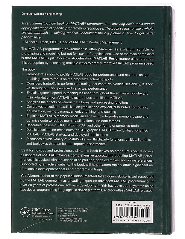 Accelerating MATLAB Performance: 1001 tips to speed up MATLAB programs - Yair Altman - Tietokirjat ja oppaat - 10105297765 - 1