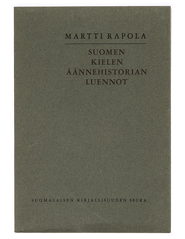 Suomen Kielen Äännehistorian Luennot - Martti Rapola - Tietokirjat - 10105297778 - 0