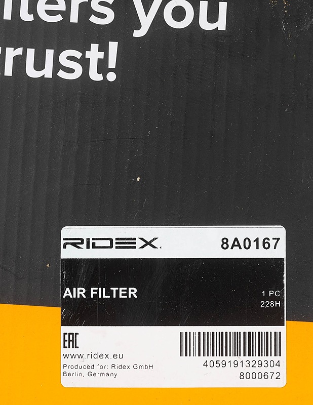 RIDEX Ilmansuodatin - Muut urheiluvälineet ja vapaa-aika - 10105299025 - 1