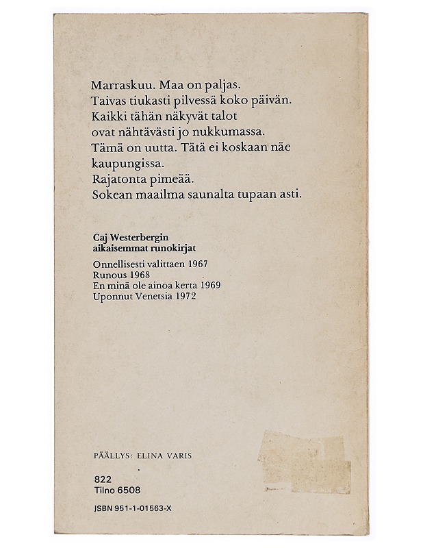 Äänesi : runoja - Caj Westerberg - Runot ja näytelmät - 10105299295 - 1