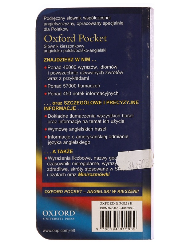 Oxford Pocket Slownik kieszonkowy angielsko-polski, polsko-angielski (English and Polish Edition) - Oxford University Press  - Matkaoppaat ja sanakirjat - 10105301103 - 1