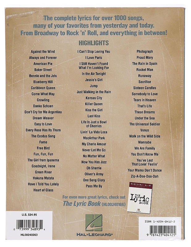 Lyrics: Complete Lyrics for Over 1001 Songs from Yesterday's Favorites - Musiikki- ja elokuvakirjat - 10105301782 - 1
