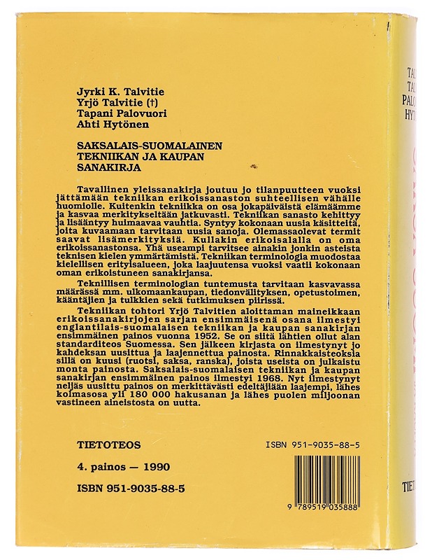Saksalais-suomalainen tekniikan ja kaupan sanakirja - Talvitie, Jyrki K. - Tietokirjat ja oppaat - 10105303893 - 1