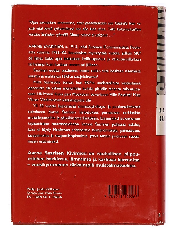 Kivimies - Saarinen, Aarne - Elämäkerrat ja muistelmat - 10105306372 - 1