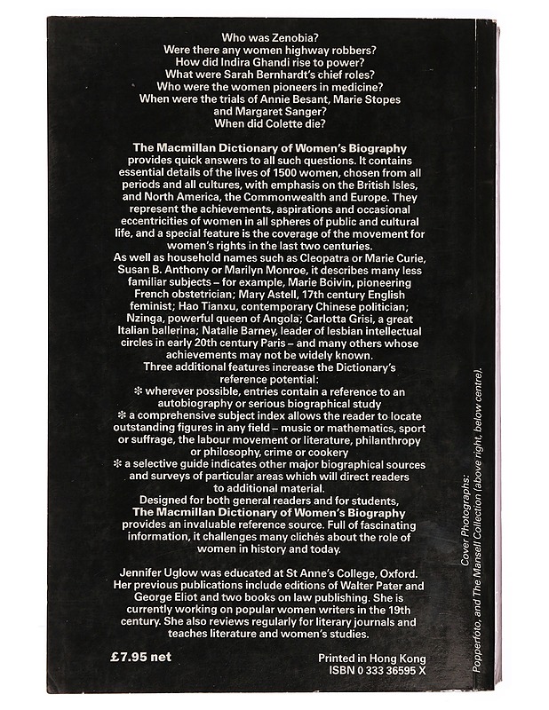 The Macmillan dictionary of women's biography - Uglow, Jennifer - Elämäkerrat ja muistelmat - 10105306742 - 1