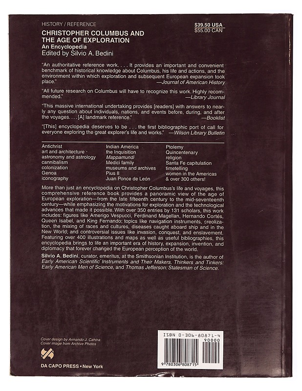 Christopher Columbus And The Age Of Exploration - Silvio A. Bedini - Historiakirjat - 10105307089 - 1