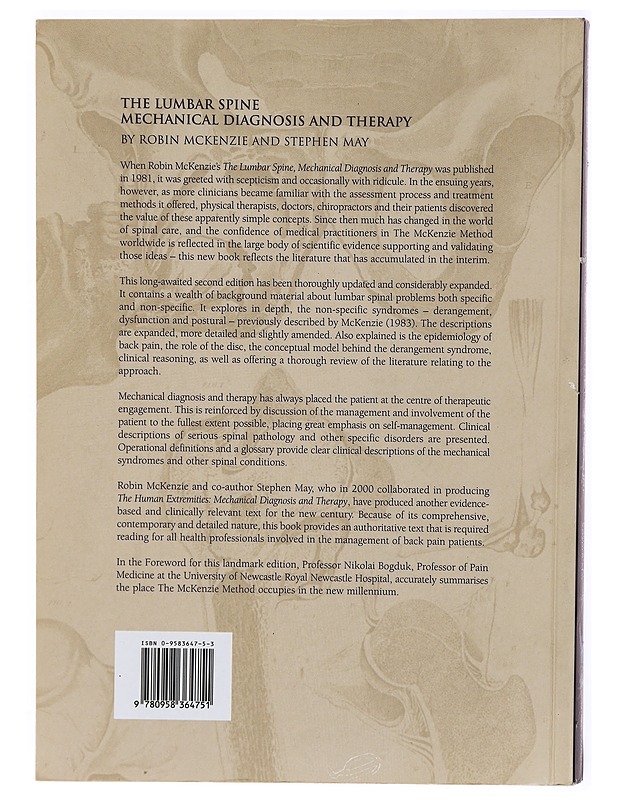 The lumbar spine mechanical diagnosis & therapy. Volume one - McKenzie, Robin - Tietokirjat ja oppaat - 10105307698 - 0