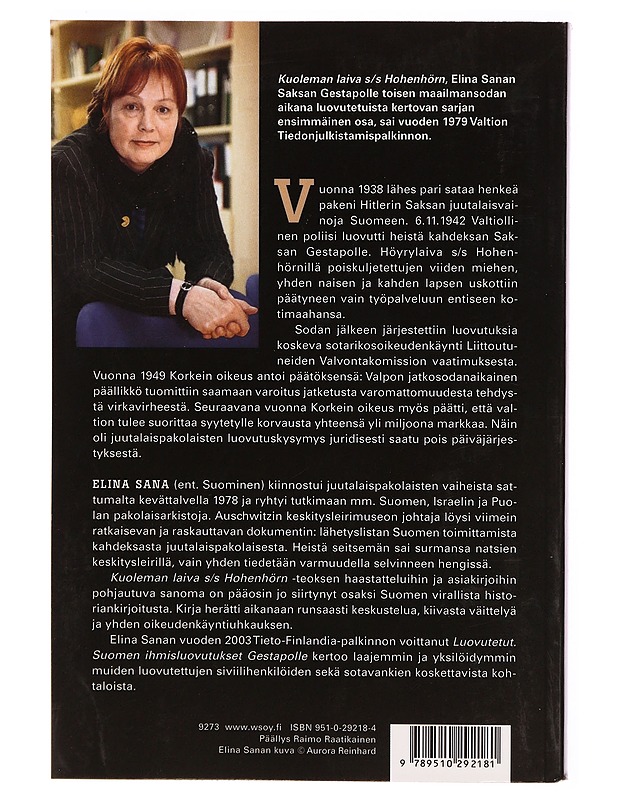 Kuoleman laiva S/S Hohenhörn - Elina Sana - Historiakirjat - 10105308324 - 1