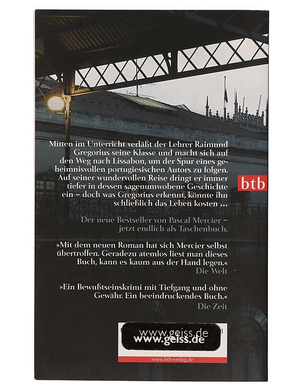 Nachzug nach Lissabon / Roman - Pascal Mercier - Romaanit ja novellit - 10105309971 - 1