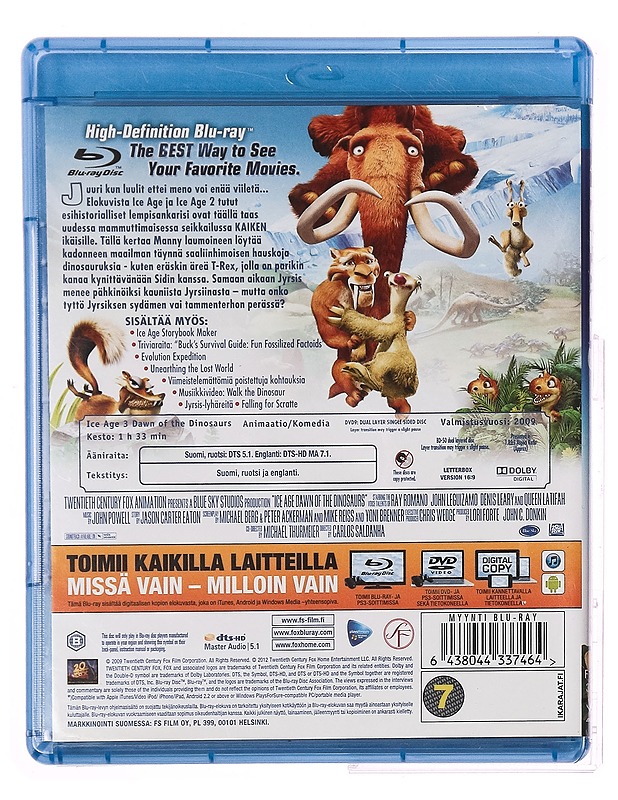 Ice age 3: Dinosaurusten aika - Blu-ray + DVD + Digital copy - Blu-ray-levyt - 10105312758 - 1