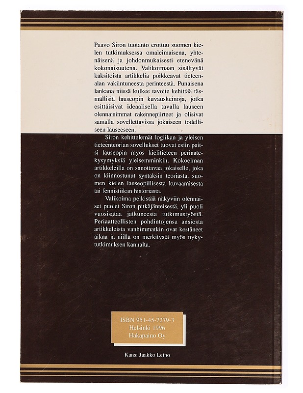 Paavo Siro : Lauseopin periaatteita : kaksitoista artikkelia - Tietokirjat - 10105316272 - 1