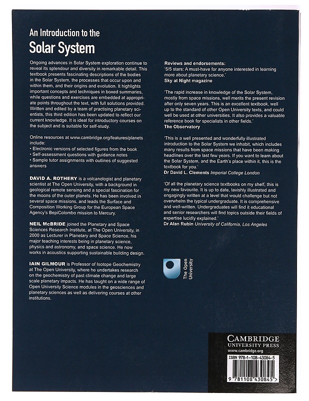 An introduction To Solar System: Third Edition - David A. Rothery & al. - Tietokirjat - 10105319420 - 1