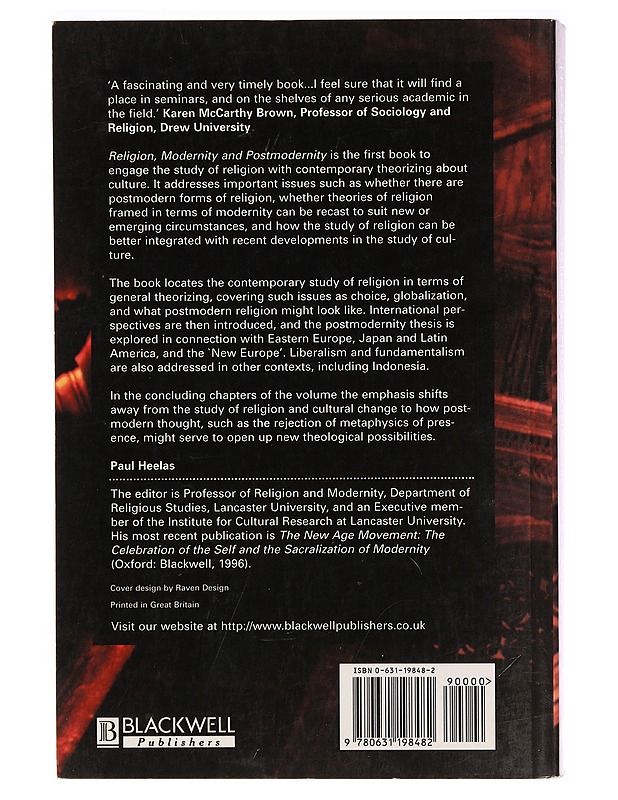 Religion, modernity and postmodernity - Heelas, Paul - Romaanit ja novellit - 10105320847 - 1