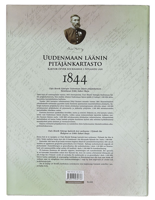 Uudenmaan läänin pitäjänkartasto 1844 / uusintapainos Claës Nybergin pitäjänkartoista : nyupplaga av Claës Nybergs sockenkartor = Kartor öfver socknarne i Nylands län 1844 - Nyberg - Elämäkerrat ja muistelmat - 10105321040 - 1