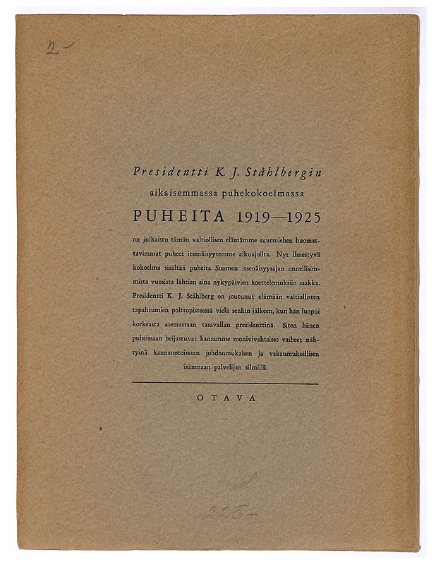 Puheita 1927-1946 - K. J. Ståhlberg - Tietokirjat ja oppaat - 10105323889 - 1