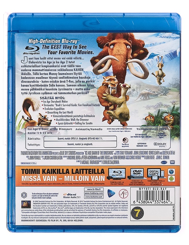 Ice Age 3: Dinosaurusten Aika - Blu-Ray + DVD + Digitaalinen Kopio - Blu-ray-levyt - 10105325117 - 1