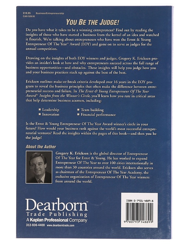 Ernst & Young Entrepreneur Of The Year Award: Insights from the Winner's Circle - Gregory Ericksen - Elämäkerrat ja muistelmat - 10105325691 - 1