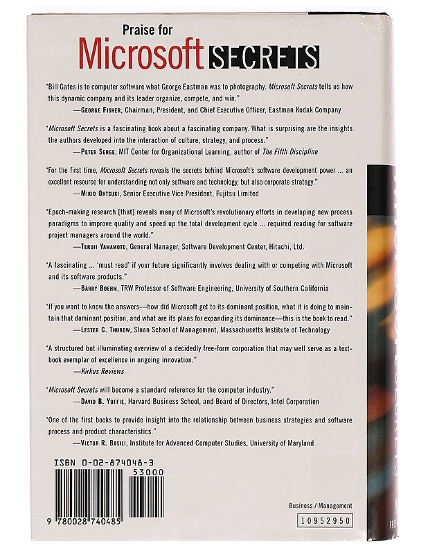 Microsoft secrets : how the world's most powerful software company creates technology, shapes markets, and manages people - Cusumano, Michael A. - Tietokirjat ja oppaat - 10105326978 - 1