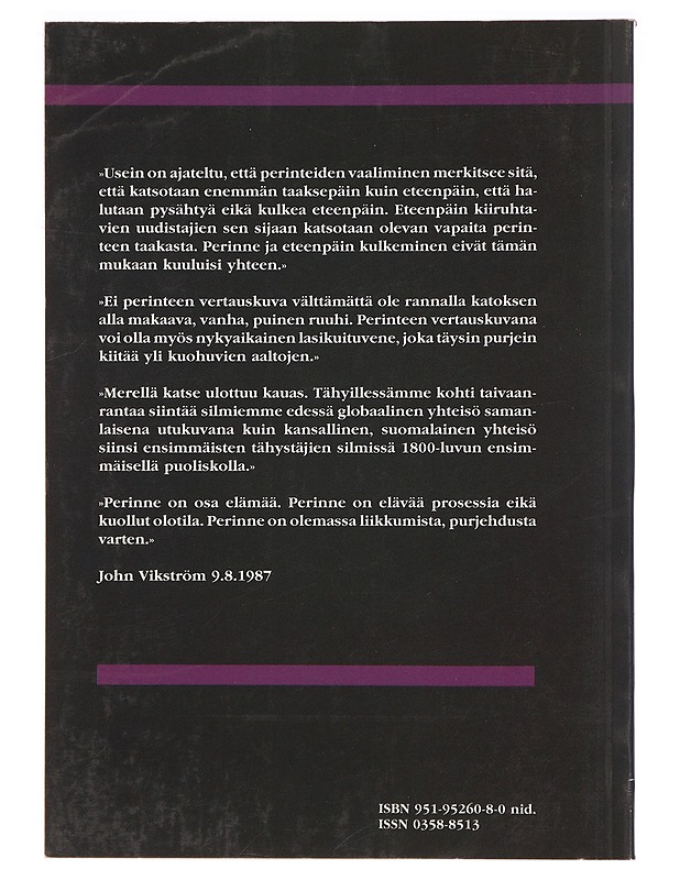 Purjeena perinne : juhlakirja arkkipiispa John Vikströmin täyttäessä 60 vuotta 1. lokakuuta 1991 - Elämäkerrat ja muistelmat - 10105328620 - 1