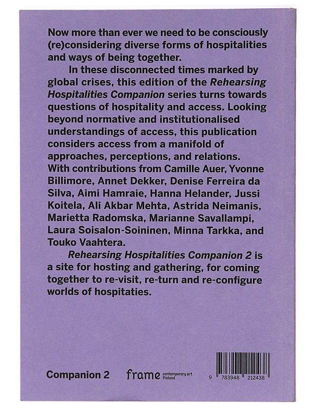 Rehearsing hospitalities : companion 2 - Yvonne Billimore  - Tietokirjat ja oppaat - 10105330010 - 1