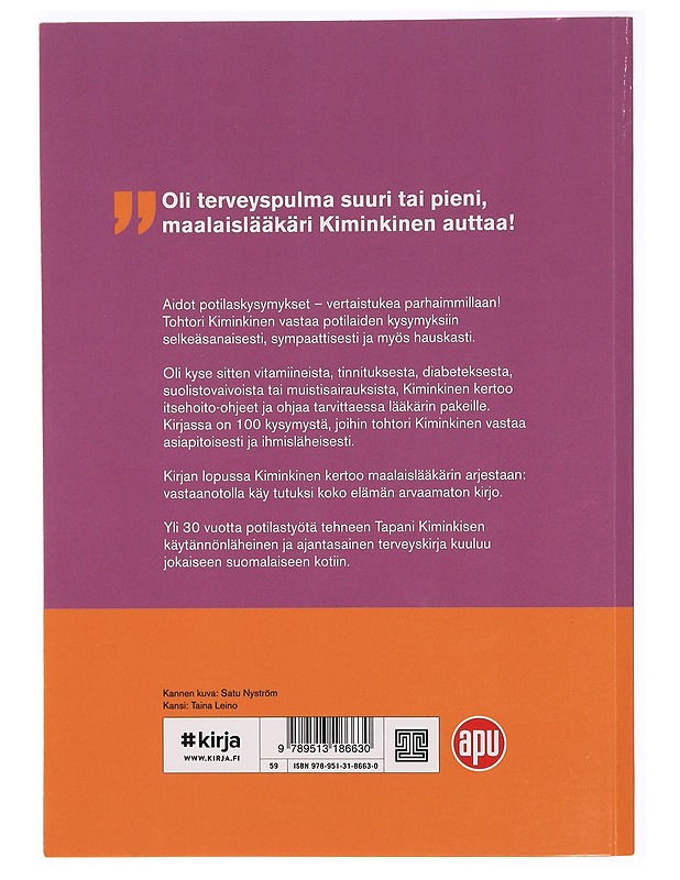 Kiminkinen vastaa : 100 kysymystä lääkärille - Kiminkinen, Tapani - Tietokirjat ja oppaat - 10105330088 - 1