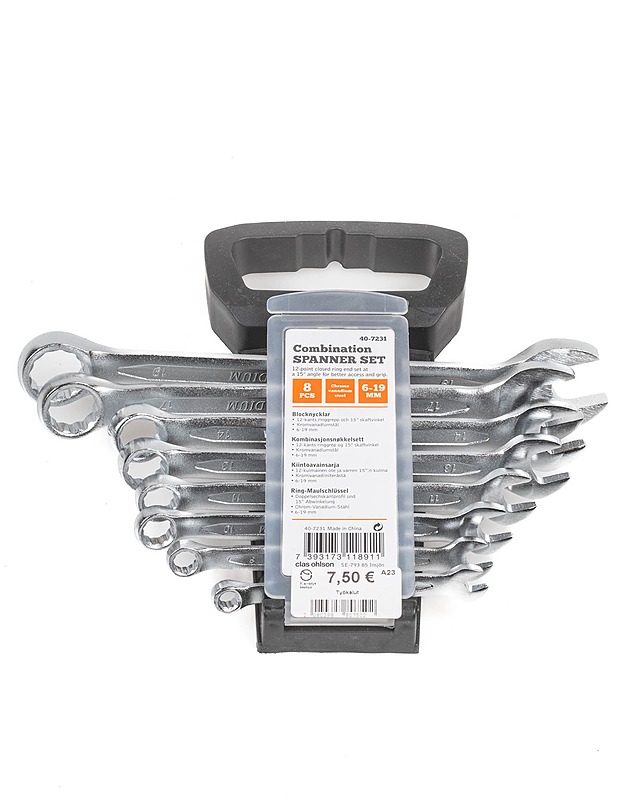 CLAS OHLSON jakoavainsarja 6-19 mm, 8 avainta  - Rakennustarvikkeet - 10105330800 - 0