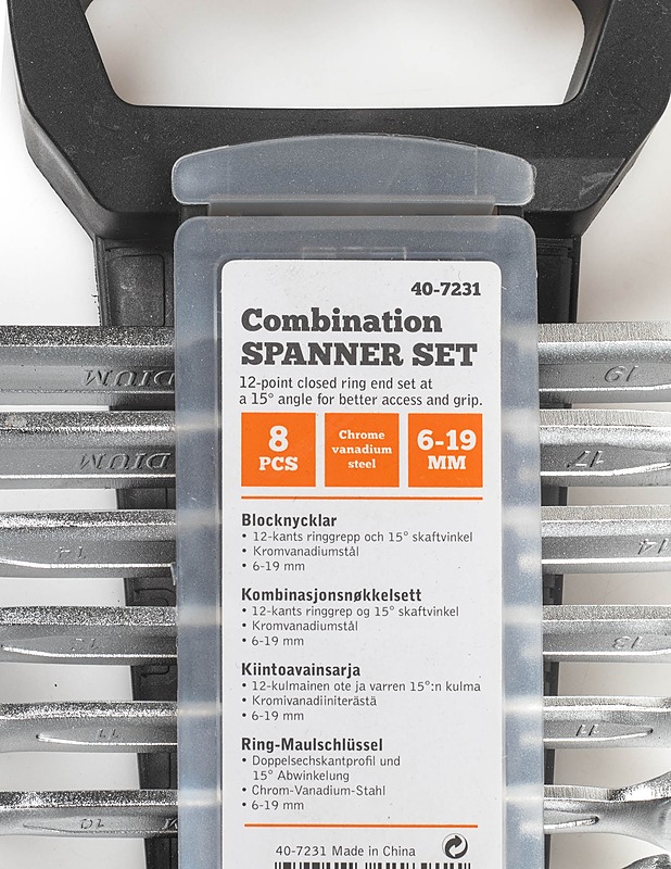 CLAS OHLSON jakoavainsarja 6-19 mm, 8 avainta  - Rakennustarvikkeet - 10105330800 - 1