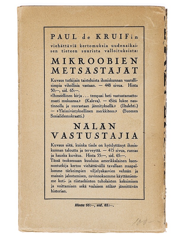 Nälän Vastustajia - Paul De Kruf - Tietokirjat - 10105331318 - 1