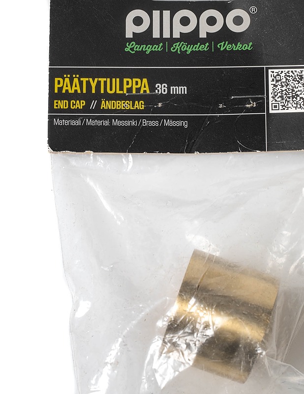 PIIPPO kaideköyden päätytulppa 35mm messinki - Rakennustarvikkeet - 10105331312 - 1