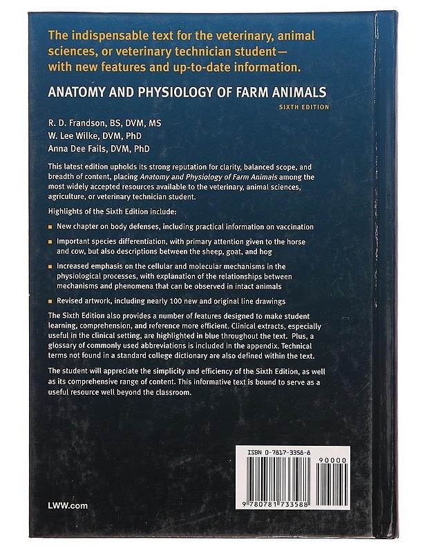 Anatomy and physiology of farm animals - Frandson, R. D. - Tietokirjat ja oppaat - 10105333761 - 1