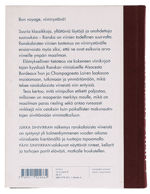 Ranskan viinit : matka halki viinitarhojen - Sinivirta, Jukka - Ruokakirjat - 10105334095 - 1