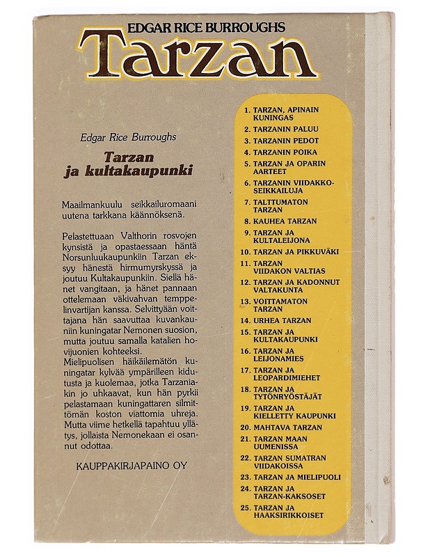 Tarzan ja Kultakaupunki - Edgas Rice Burroughs - Nuorten kirjat - 10105336137 - 1