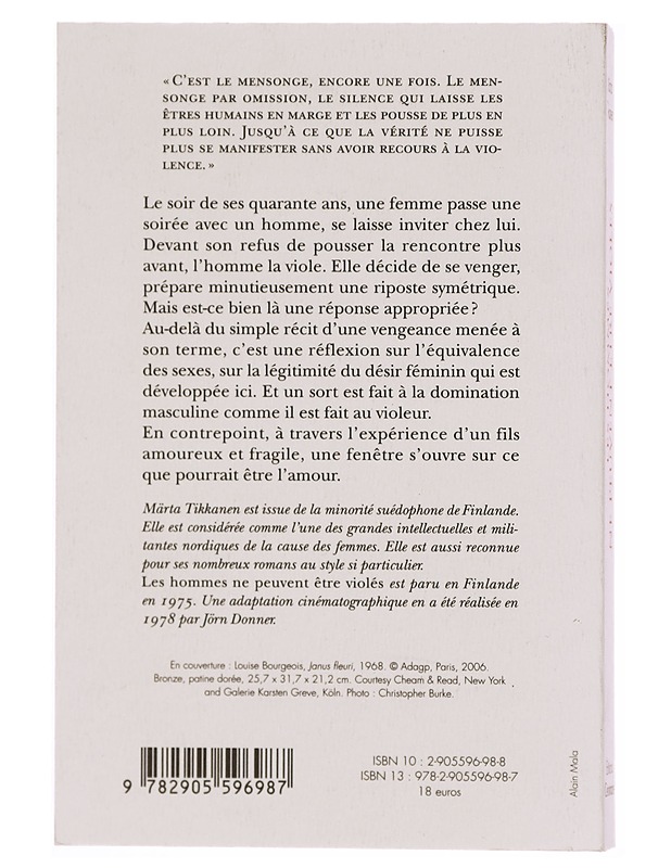 Les hommes ne peuvent e?tre viole?s - Tikkanen, Märta - Romaanit ja novellit - 10105337039 - 1