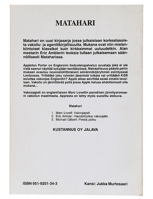 Vakoojapeli - Harrastekirjat - 10105337359 - 1