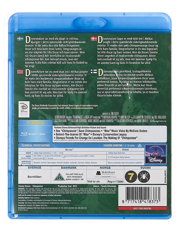 Disney Nature - Chimpanzee - Blu-ray - Blu-ray-levyt - 10105338275 - 1