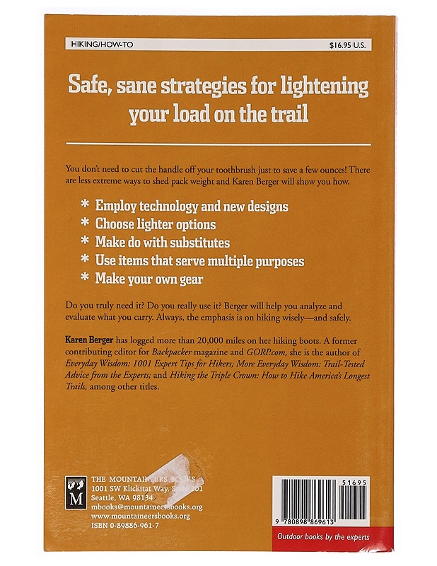 Hiking Light Handbook: Carry Less, Enjoy More - Karen Berger - Tietokirjat ja oppaat - 10105338452 - 1
