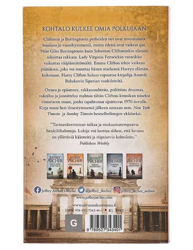 Minkä taakseen jättää - Archer, Jeffrey - Romaanit ja novellit - 10105338534 - 1