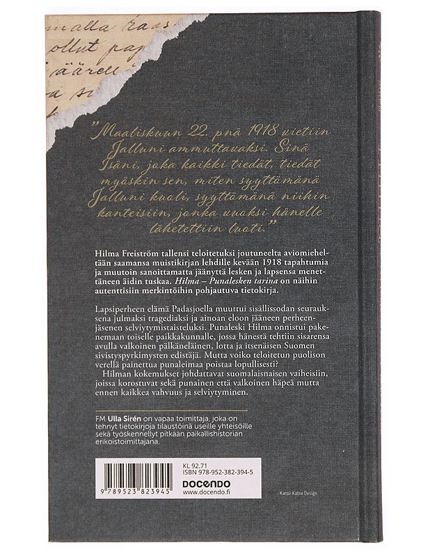 Hilma : punalesken tarina - Sirén, Ulla - Elämäkerrat ja muistelmat - 10105338822 - 1