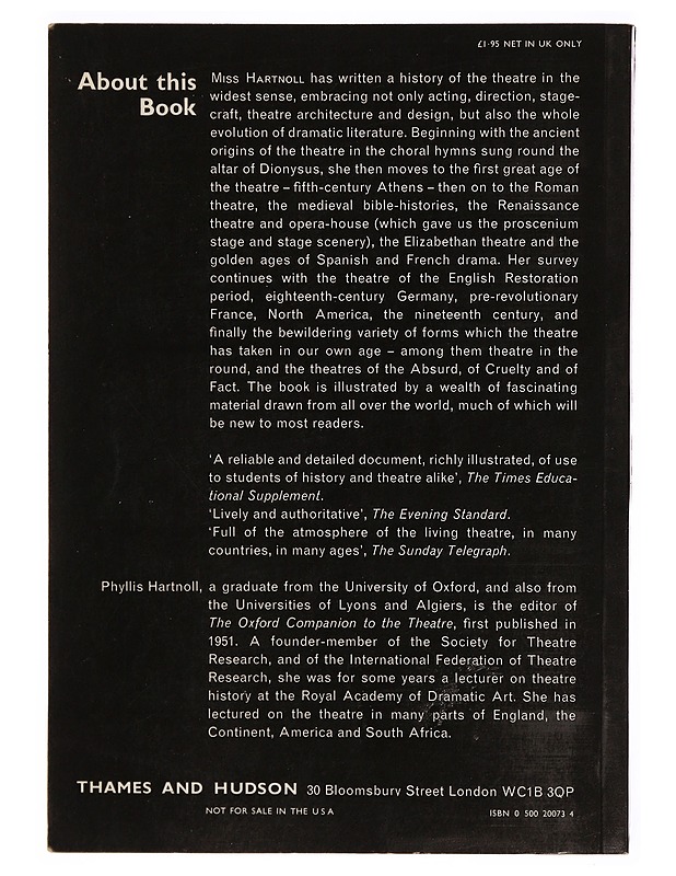 A Concise History of the Theatre - Phyllis Hartnoll - Tietokirjat ja oppaat - 10105338976 - 1