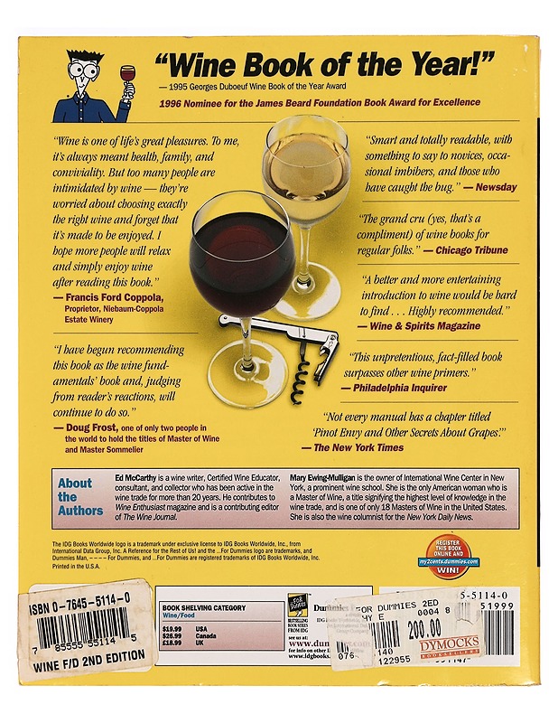 Wine for Dummies - Ed McCarthy, Mary Ewing-Mulligan - Tietokirjat ja oppaat - 10105339146 - 1