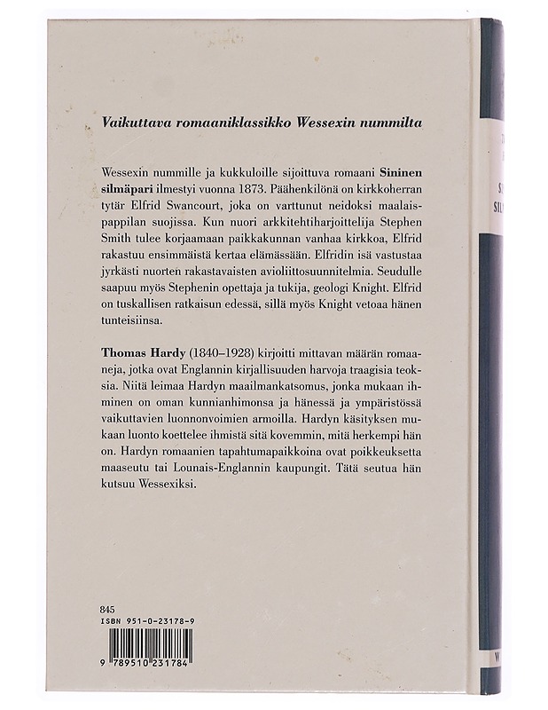 Sininen silmäpari - Hardy, Thomas - Romaanit ja novellit - 10105340474 - 1