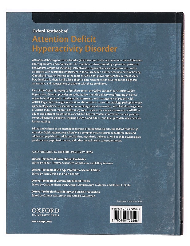 Oxford Textbook Of Attention Deficit Hyperactivity Disorder - Tietokirjat - 10105340588 - 1