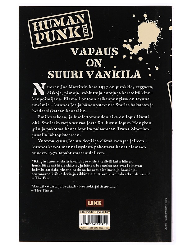 Human punk / vapaus on suuri vankila - King, John - Musiikki- ja elokuvakirjat - 10105341085 - 1