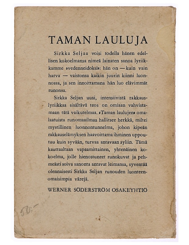 Taman lauluja - Selja Sirkka - Tietokirjat ja oppaat - 10105341586 - 1