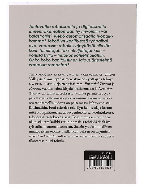 Robottien kukoistus : teknologia ja massatyöttömyyden uhka - Ford, Martin - Tietokirjat ja oppaat - 10105342362 - 1