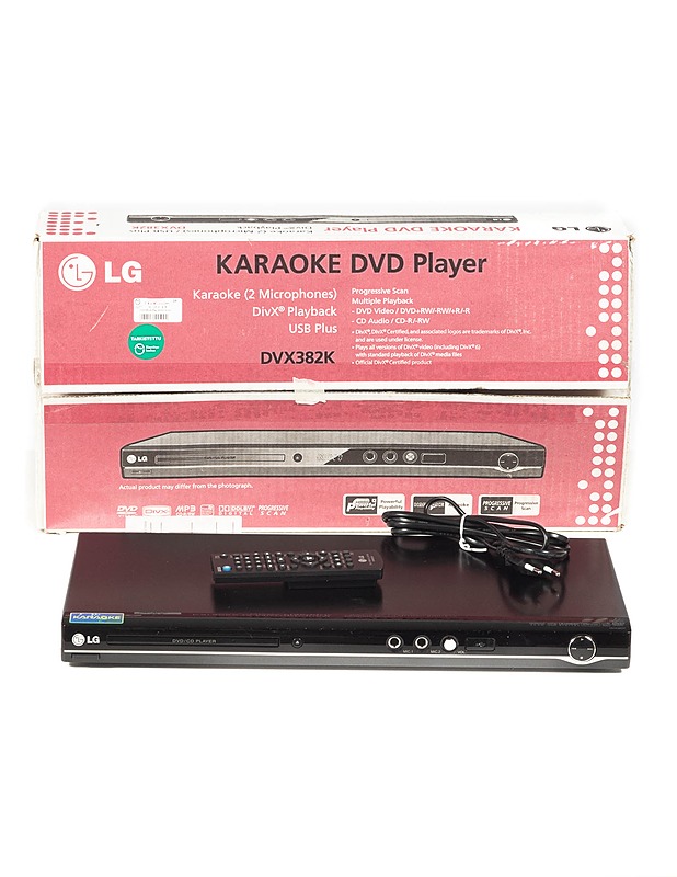 LG DVX382K Karaoke-DVD-soitin + virtajohto + kaukosäädin + äänijohdot - Audio - 10105343757 - 0