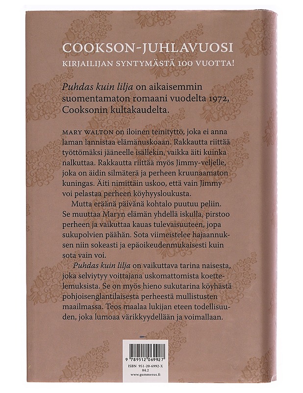 Puhdas kuin lilja - Cookson, Catherine - Romaanit ja novellit - 10105344052 - 0