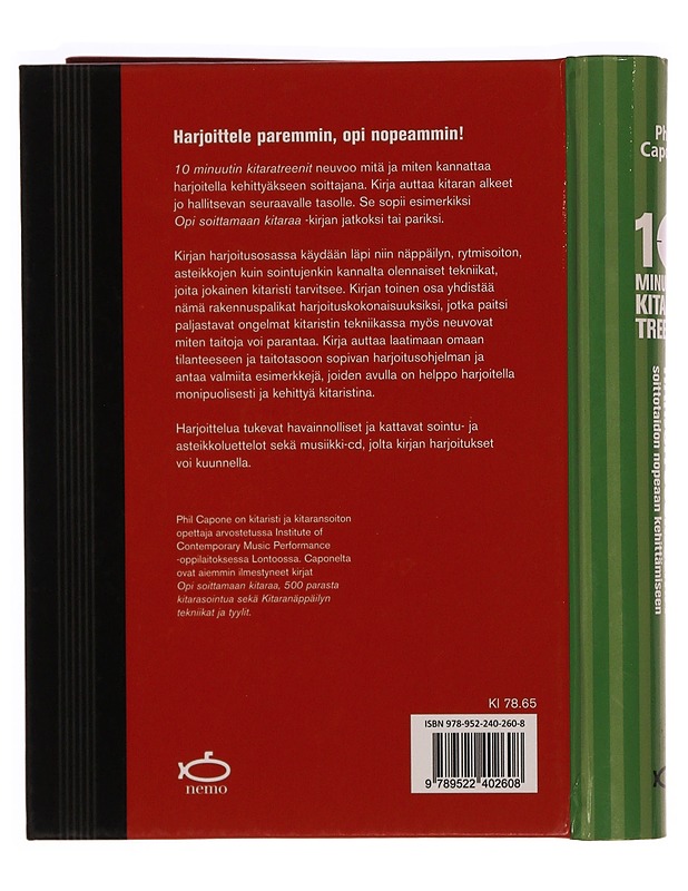 10 minuutin kitaratreenit : harjoitusohjelma soittotaidon nopeaan kehittämiseen - Phil Capone - Musiikki- ja elokuvakirjat - 10105346371 - 1