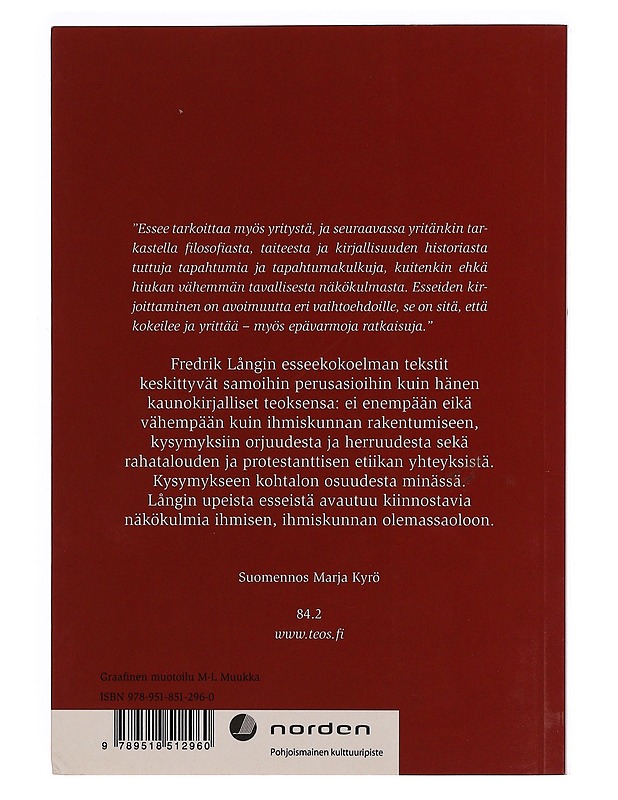 Minä, sinä ja rakkaus ja muita aatehistoriallisia esseitä - Lång, Fredrik - Taide- ja kulttuurikirjat - 10105346717 - 1