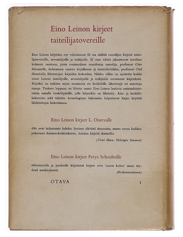 Eino Leinon kirjeet taiteilijatovereille - Peltonen, Aarre M. - Historiakirjat - 10105346769 - 1